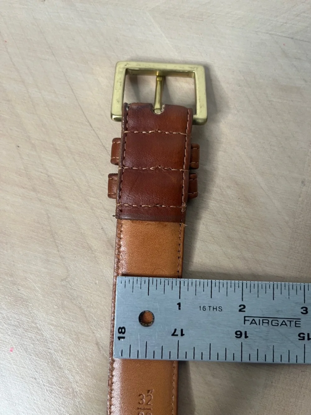 Coach British Tan Leather Belt with Brass Buckle Size 32